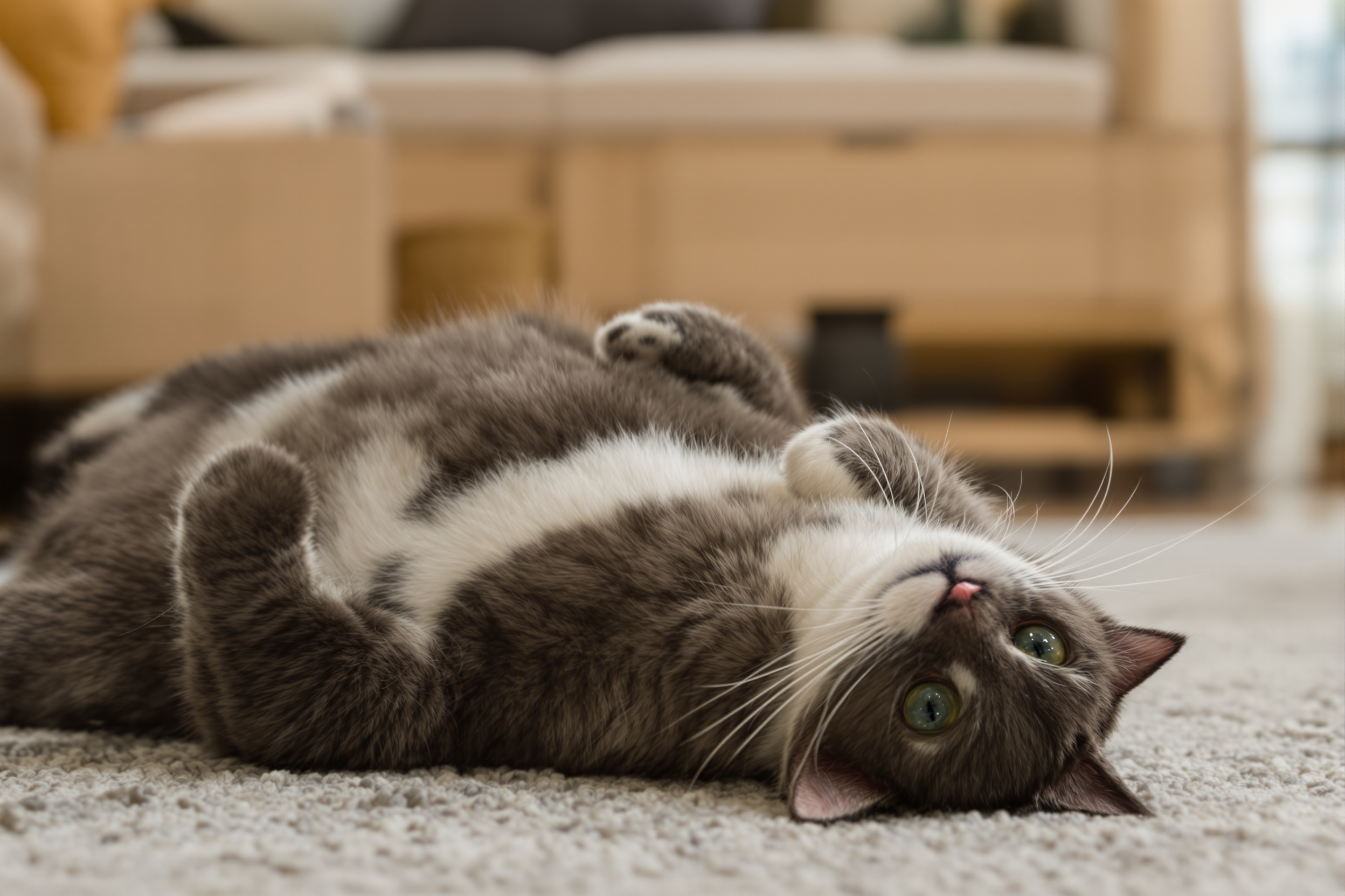 A British Shorthair showing trust - Ximeow Cattery Singapore