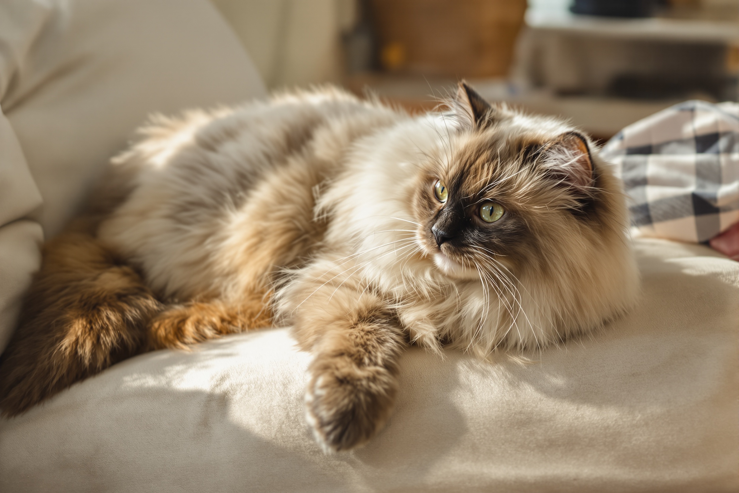 A Ragdoll cat on a family member's lap - Ximeow Cattery Singapore
