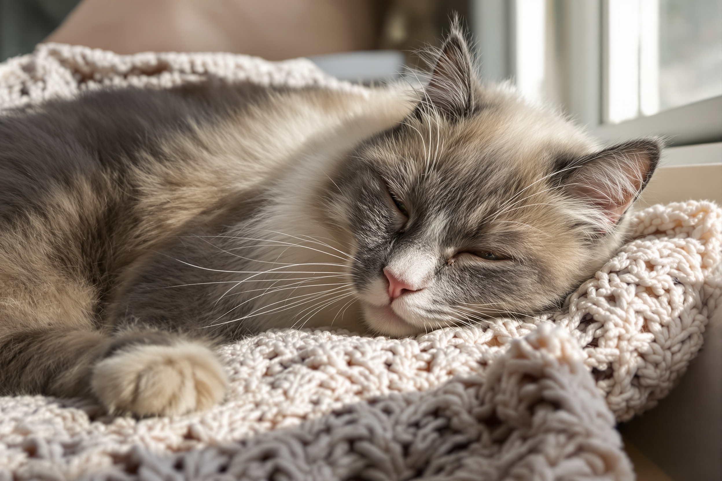 Senior Ragdoll cat by a window - Ximeow Cattery Singapore