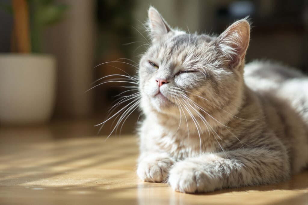 A British Shorthair cat giving a slow blink - the cat kiss - Ximeow Cattery Singapore