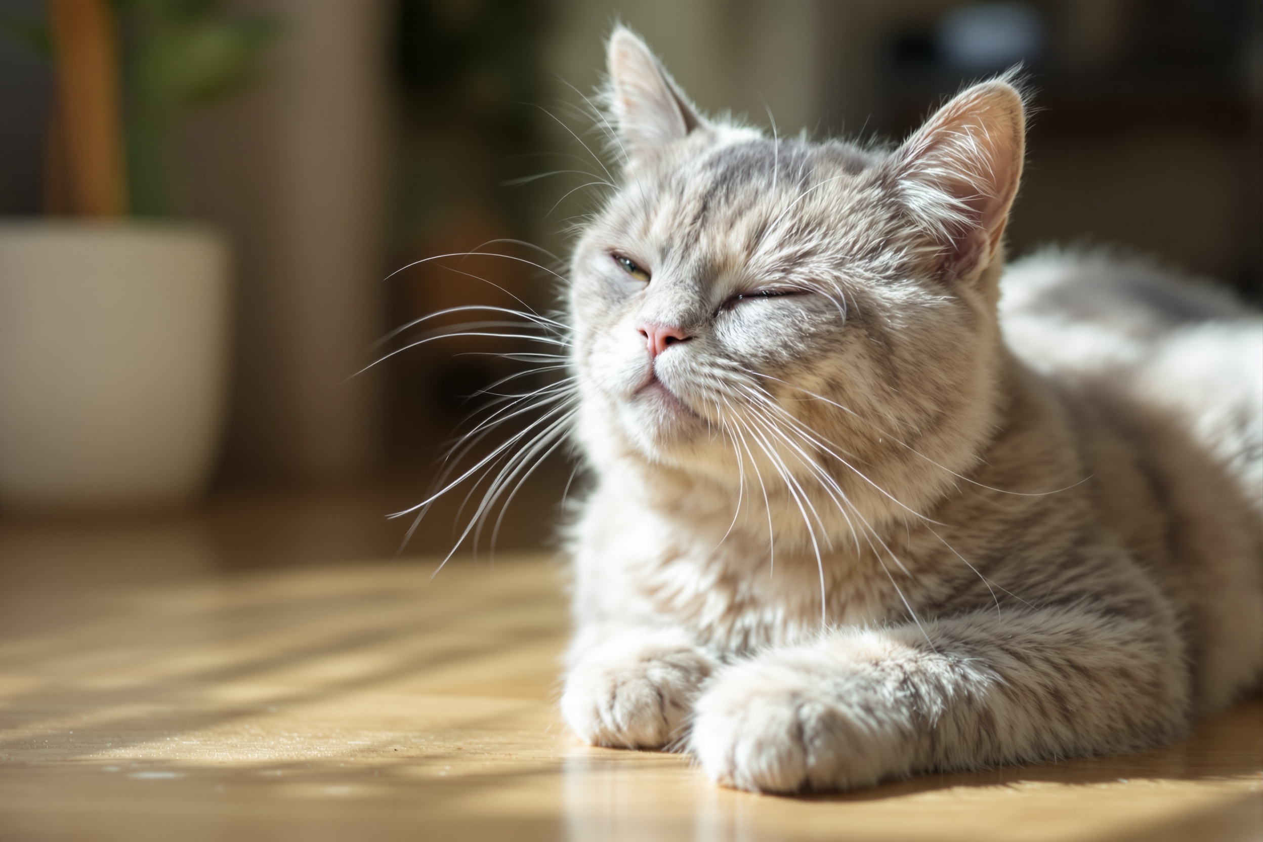 A British Shorthair cat giving a slow blink - the cat kiss - Ximeow Cattery Singapore